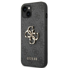 „Guess 4G“ didelis metalinis logotipas iPhone 14 dėklas – pilkas