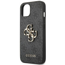 „Guess 4G“ didelis metalinis logotipas iPhone 14 dėklas – pilkas