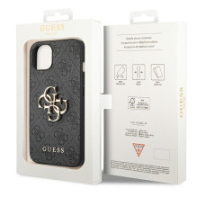 „Guess 4G“ didelis metalinis logotipas iPhone 14 dėklas – pilkas