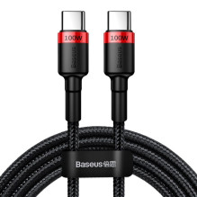 Baseus CATKLF-AL91 USB-C - USB-C PD QC kabelis 100W 5A 480Mb/s 2m - juodas ir raudonas