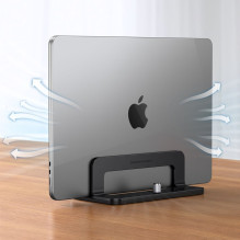 „Ugreen“ aliuminio vertikalus stovas „MacBook“ nešiojamam kompiuteriui (20471 LP258), tamsiai pilkas