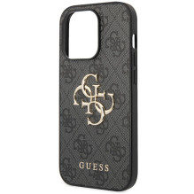 Guess 4G Big Metal Logo dėklas, skirtas iPhone 15 Pro Max - pilkas