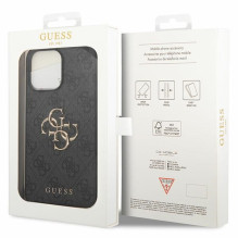 Guess 4G Big Metal Logo dėklas, skirtas iPhone 15 Pro Max - pilkas