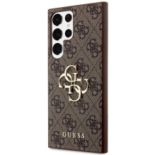 Guess 4G Big Metal Logo dėklas, skirtas Samsung Galaxy S24 Ultra - rudas