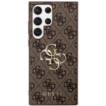 Guess 4G Big Metal Logo dėklas, skirtas Samsung Galaxy S24 Ultra - rudas