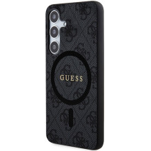 Guess 4G Collection odinis metalinis logotipas MagSafe dėklas, skirtas Samsung Galaxy S24+ - juodas