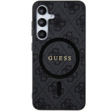 Guess 4G Collection Leather Metal Logo MagSafe Case for Samsung Galaxy S24+ - Black