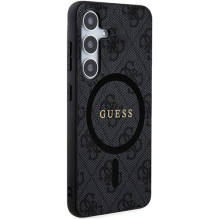Guess 4G Collection Leather Metal Logo MagSafe Case for Samsung Galaxy S24+ - Black