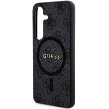 Guess 4G Collection Leather Metal Logo MagSafe Case for Samsung Galaxy S24+ - Black