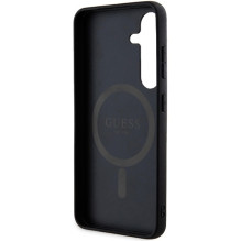 Guess 4G Collection Leather Metal Logo MagSafe Case for Samsung Galaxy S24+ - Black