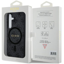 Guess 4G Collection Leather Metal Logo MagSafe Case for Samsung Galaxy S24+ - Black