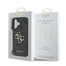 „Guess 4G“ didelio logotipo dėklas, skirtas „iPhone 16“ – juodas