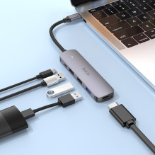 Adapter Hoco HB27 Type-C Multi-Function Converter HDMI+USB3.0+USB2.0*2+PD gray Adapter Hoco HB27 Type-C Multi-Function Converter HDMI+USB3.0+USB2.0*2+PD gray