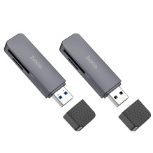 Atminties kortelių skaitytuvas Hoco HB45 2-in-1 USB3.0 pilkas Atminties kortelių skaitytuvas Hoco HB45 2-in-1 USB3.0 pilkas