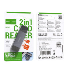 Memory card reader Hoco HB45 USB-C / USB-A 2-in-1 USB2.0 gray Memory card reader Hoco HB45 USB-C / USB-A 2-in-1 USB2.0 gray