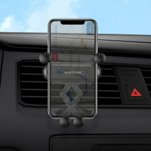 Car phone holder Borofone BH19 mounts on the ventilation grille, black