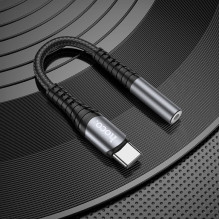 Audio adapteris Hoco LS33 Type-C to 3.5mm pilkas Audio adapteris Hoco LS33 Type-C to 3.5mm pilkas