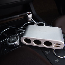 Automobilinis įkroviklis-šakotuvas Hoco Z13 su 2 USB jungtimi ir trimis jungtimis Automobilinis įkroviklis-šakotuvas Hoco Z13 su 2 USB jungtimi ir trimis jungtimis