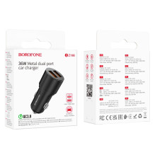 Automobilinis įkroviklis Borofone BZ19B 2xUSB-A QC3.0 36W juodas Automobilinis įkroviklis Borofone BZ19B 2xUSB-A QC3.0 36W juodas