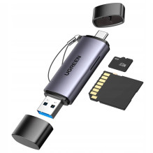 Memory card reader Ugreen CM185 USB-A 3.0 / USB-C 3.1 to TF / SD (50706) gray