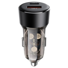 Automobilinis įkroviklis Acefast B12 60W USB-C / USB-A juodas