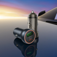 Automobilinis įkroviklis Borofone BZ32A USB-C / USB-A 30W pilkas