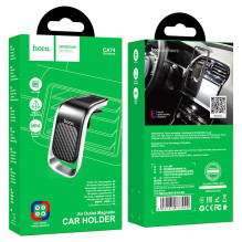 Car phone holder Hoco CA74 mounts to the ventilation grille, magnetic, black-silver Car phone holder Hoco CA74 mounts to the ventilation grille, magnetic, black-silver