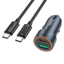 Car charger Hoco Z57A 30W USB-C / USB-A + USB-C to USB-C cable 1.0m gray Car charger Hoco Z57A 30W USB-C / USB-A + USB-C to USB-C cable 1.0m gray