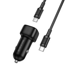 Automobilinis įkroviklis Borofone BZ34B 38W USB-C / USB-A + USB-C to USB-C cable 1.0m juodas Automobilinis įkroviklis Borofone BZ34B 38W USB-C / USB-A + USB-C to USB-C cable 1.0m juodas