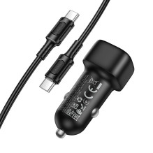 Automobilinis įkroviklis Borofone BZ34B 38W USB-C / USB-A + USB-C to USB-C cable 1.0m juodas Automobilinis įkroviklis Borofone BZ34B 38W USB-C / USB-A + USB-C to USB-C cable 1.0m juodas