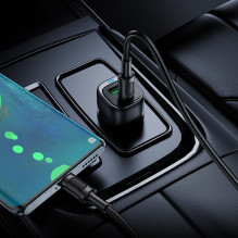 Automobilinis įkroviklis Borofone BZ34B 38W USB-C / USB-A + USB-C to USB-C cable 1.0m juodas Automobilinis įkroviklis Borofone BZ34B 38W USB-C / USB-A + USB-C to USB-C cable 1.0m juodas