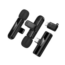 Belaidžių mikrofonų rinkinys Hoco L20A USB-C / Lightning juodas