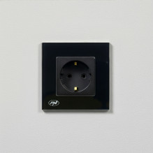 PNI WP101B simple built-in socket with glass frame, black color PNI WP101B simple built-in socket with glass frame, black color