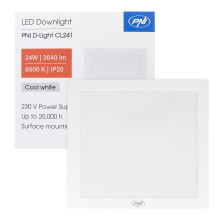 PNI D-Light CL241 24W LED lubinis šviestuvas, kvadratinis, 6500K, 230V maitinimo šaltinis, 2640 lm, baltas PNI D-Light CL241 24W LED lubinis šviestuvas, kvadratinis, 6500K, 230V maitinimo šaltinis, 2640 lm, baltas