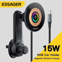 Car holder Essager 'Arpege' black (wireless charging 15W) (magnetic / for grill)