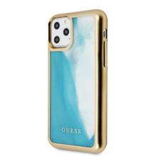 „Guess“ Apple iPhone 11 Pro PC / TPU tamsiai smėlio spalvos, šviečiantis aukso mėlynumo spalva „Guess“ Apple iPhone 11 Pro PC / TPU tamsiai smėlio spalvos, šviečiantis aukso mėlynumo spalva