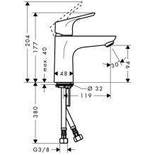 WASH BASIN MIXER HG FOCUS 100 W-OUT L.V.