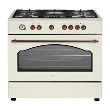 Ravanson Retro KWGE-90ARC dujinė ir elektrinė viryklė (kreminė)