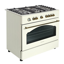 Ravanson Retro KWGE-90ARC dujinė ir elektrinė viryklė (kreminė)