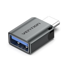 „Vention“ USB-C kištukas į USB 3.0 kištuką OTG adapteris, pilkas, aliuminio lydinio, tipas