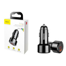 Baseus Series car charger with LED display and 2 USB Quick Charge 45W black CCMLC20C-01