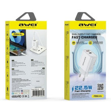Charger Awei PD81-EU 22.5W USB-A / USB-C white Charger Awei PD81-EU 22.5W USB-A / USB-C white