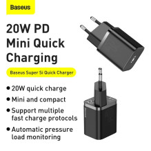 Charger Baseus Super Si 20W USB-C black CCSUP-B01 Charger Baseus Super Si 20W USB-C black CCSUP-B01