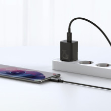 Charger Baseus Super Si 25W USB-C + USB-C to USB-C cable 1.0m black TZCCSUP-L01