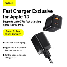 Charger Baseus Super Si Pro 30W USB-C / USB-A black CCSUPP-E01 Charger Baseus Super Si Pro 30W USB-C / USB-A black CCSUPP-E01