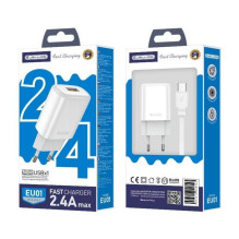 Charger Jellico EU01 2.4A USB-A + USB-A to USB-C cable 1.0m white Charger Jellico EU01 2.4A USB-A + USB-A to USB-C cable 1.0m white