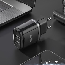 Įkroviklis Hoco N4 12W 2xUSB-A juodas Įkroviklis Hoco N4 12W 2xUSB-A juodas