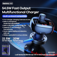 FM radio modulator Remax RCC331 54.5W 2xUSB-A / 1xUSB-C black