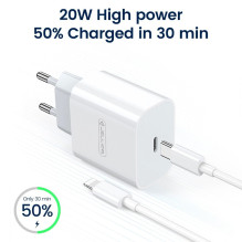 Įkroviklis Jellico AK180 20W USB-C + USB-C to Lightning cable 1.0m baltas Įkroviklis Jellico AK180 20W USB-C + USB-C to Lightning cable 1.0m baltas