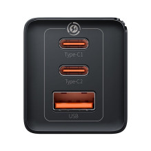 Charger Baseus GaN5 Pro 65W 2xUSB-C / USB-A + USB-C to USB-C cable black CCGP120201